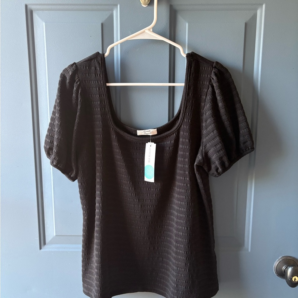 Beacon Brown Fitted Puff Sleeve Blouse